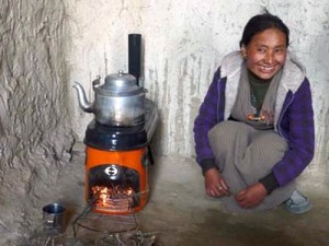 Nepalese woman with Stove